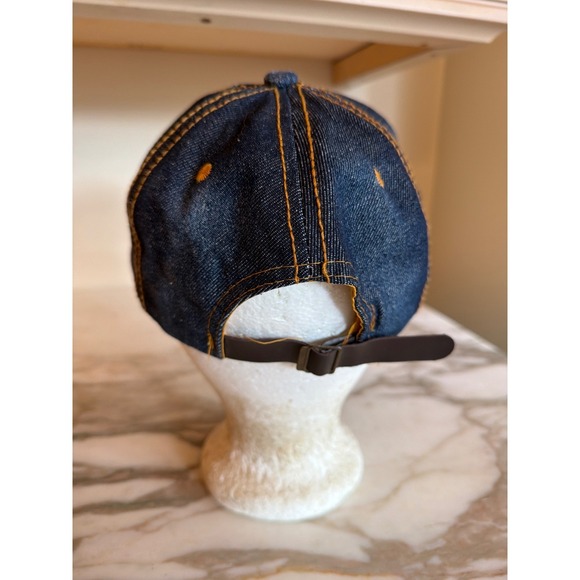 Denim Baseball Cap Rhinestone Bling Embellished Adjustable Strap - Picture 3 of 5